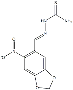 2-[(E)-(6-nitro-1,3-benzodioxol-5-yl)methylidene]-1-hydrazinecarbothioamide Struktur