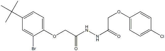 2-[2-bromo-4-(tert-butyl)phenoxy]-N'-[2-(4-chlorophenoxy)acetyl]acetohydrazide Struktur