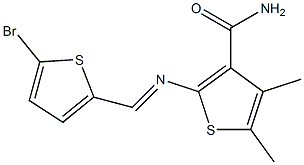 2-{[(E)-(5-bromo-2-thienyl)methylidene]amino}-4,5-dimethyl-3-thiophenecarboxamide Struktur