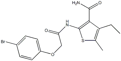 2-{[2-(4-bromophenoxy)acetyl]amino}-4-ethyl-5-methyl-3-thiophenecarboxamide Struktur