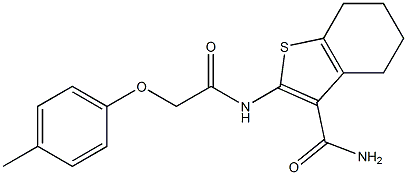 2-{[2-(4-methylphenoxy)acetyl]amino}-4,5,6,7-tetrahydro-1-benzothiophene-3-carboxamide Struktur