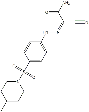 2-cyano-2-((Z)-2-{4-[(4-methyl-1-piperidinyl)sulfonyl]phenyl}hydrazono)acetamide Struktur