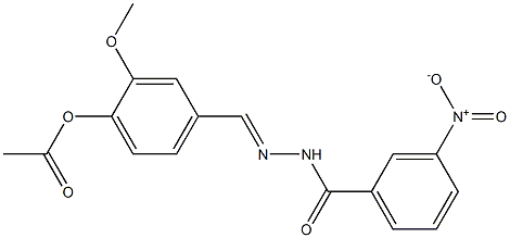 2-methoxy-4-{[(E)-2-(3-nitrobenzoyl)hydrazono]methyl}phenyl acetate Struktur