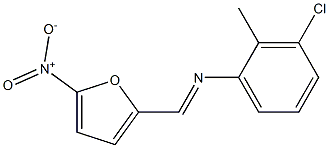 N-(3-chloro-2-methylphenyl)-N-[(E)-(5-nitro-2-furyl)methylidene]amine Struktur