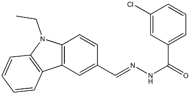 3-chloro-N'-[(E)-(9-ethyl-9H-carbazol-3-yl)methylidene]benzohydrazide Struktur