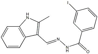 3-iodo-N'-[(E)-(2-methyl-1H-indol-3-yl)methylidene]benzohydrazide Struktur