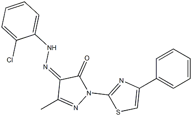 3-methyl-1-(4-phenyl-1,3-thiazol-2-yl)-1H-pyrazole-4,5-dione 4-[N-(2-chlorophenyl)hydrazone] Struktur