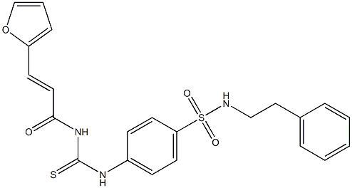 4-[({[(E)-3-(2-furyl)-2-propenoyl]amino}carbothioyl)amino]-N-phenethylbenzenesulfonamide Struktur