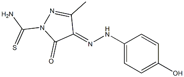 4-[(E)-2-(4-hydroxyphenyl)hydrazono]-3-methyl-5-oxo-4,5-dihydro-1H-pyrazole-1-carbothioamide Struktur