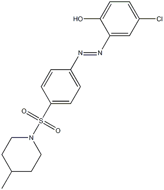 4-chloro-2-((E)-2-{4-[(4-methyl-1-piperidinyl)sulfonyl]phenyl}diazenyl)phenol Struktur