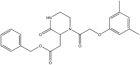 benzyl 2-{1-[2-(3,5-dimethylphenoxy)acetyl]-3-oxo-2-piperazinyl}acetate Struktur