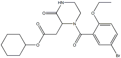 cyclohexyl 2-[1-(5-bromo-2-ethoxybenzoyl)-3-oxo-2-piperazinyl]acetate Struktur