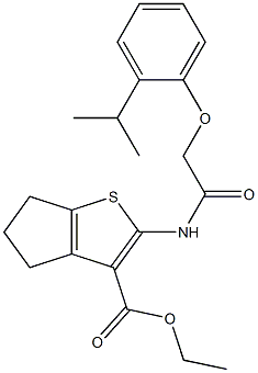 ethyl 2-{[2-(2-isopropylphenoxy)acetyl]amino}-5,6-dihydro-4H-cyclopenta[b]thiophene-3-carboxylate Struktur