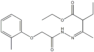 ethyl 2-ethyl-3-{(Z)-2-[2-(2-methylphenoxy)acetyl]hydrazono}butanoate Struktur