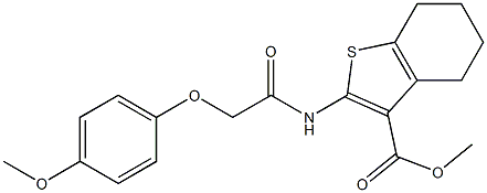 methyl 2-{[2-(4-methoxyphenoxy)acetyl]amino}-4,5,6,7-tetrahydro-1-benzothiophene-3-carboxylate Struktur