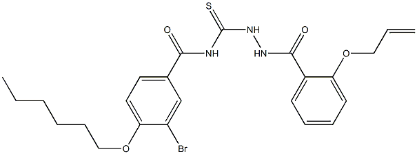 N-({2-[2-(allyloxy)benzoyl]hydrazino}carbothioyl)-3-bromo-4-(hexyloxy)benzamide Struktur