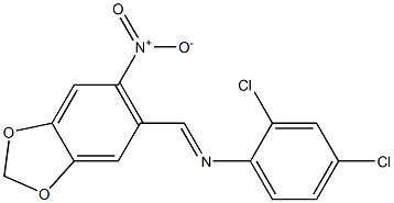 2,4-dichloro-N-[(E)-(6-nitro-1,3-benzodioxol-5-yl)methylidene]aniline Struktur