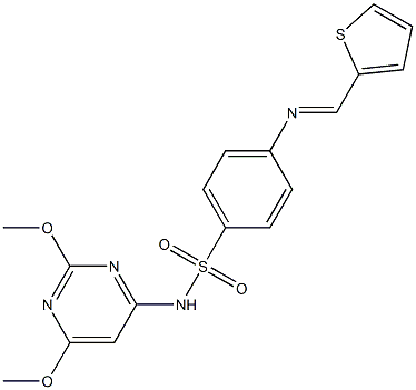 N-(2,6-dimethoxy-4-pyrimidinyl)-4-{[(E)-2-thienylmethylidene]amino}benzenesulfonamide Struktur