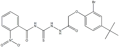 N-[(2-{2-[2-bromo-4-(tert-butyl)phenoxy]acetyl}hydrazino)carbothioyl]-2-nitrobenzamide Struktur