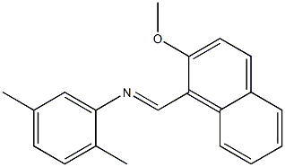 N-(2,5-dimethylphenyl)-N-[(E)-(2-methoxy-1-naphthyl)methylidene]amine Struktur