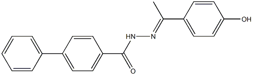 N'-[(E)-1-(4-hydroxyphenyl)ethylidene][1,1'-biphenyl]-4-carbohydrazide Struktur