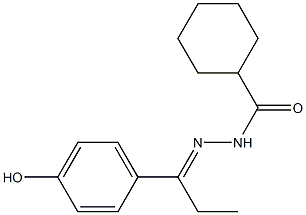 N'-[(E)-1-(4-hydroxyphenyl)propylidene]cyclohexanecarbohydrazide Struktur