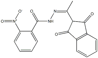 N'-[(Z)-1-(1,3-dioxo-2,3-dihydro-1H-inden-2-yl)ethylidene]-2-nitrobenzohydrazide Struktur