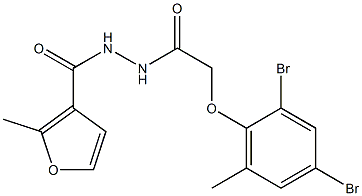 N'-[2-(2,4-dibromo-6-methylphenoxy)acetyl]-2-methyl-3-furohydrazide Struktur