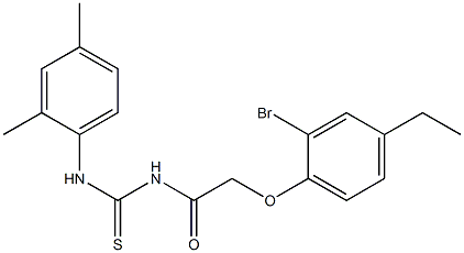 N-[2-(2-bromo-4-ethylphenoxy)acetyl]-N'-(2,4-dimethylphenyl)thiourea Struktur