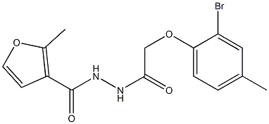 N'-[2-(2-bromo-4-methylphenoxy)acetyl]-2-methyl-3-furohydrazide Struktur