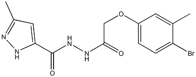 N'-[2-(4-bromo-3-methylphenoxy)acetyl]-3-methyl-1H-pyrazole-5-carbohydrazide Struktur