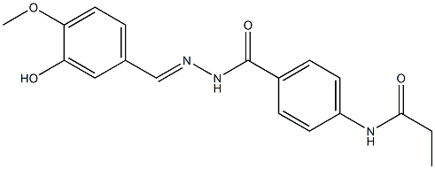 N-[4-({2-[(E)-(3-hydroxy-4-methoxyphenyl)methylidene]hydrazino}carbonyl)phenyl]propanamide Struktur