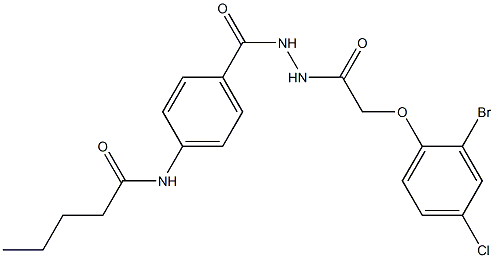 N-[4-({2-[2-(2-bromo-4-chlorophenoxy)acetyl]hydrazino}carbonyl)phenyl]pentanamide Struktur