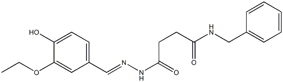 N-benzyl-4-{2-[(E)-(3-ethoxy-4-hydroxyphenyl)methylidene]hydrazino}-4-oxobutanamide Struktur