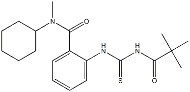 N-cyclohexyl-2-({[(2,2-dimethylpropanoyl)amino]carbothioyl}amino)-N-methylbenzamide Struktur