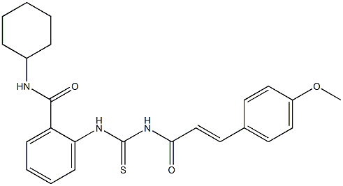 N-cyclohexyl-2-[({[(E)-3-(4-methoxyphenyl)-2-propenoyl]amino}carbothioyl)amino]benzamide Struktur