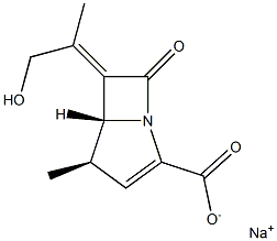 (4R,5R)-6-[(E)-1-(Hydroxymethyl)ethylidene]-4-methyl-7-oxo-1-azabicyclo[3.2.0]hept-2-ene-2-carboxylic acid sodium salt Struktur