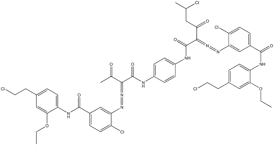 3,3'-[2-(1-Chloroethyl)-1,4-phenylenebis[iminocarbonyl(acetylmethylene)azo]]bis[N-[4-(2-chloroethyl)-2-ethoxyphenyl]-4-chlorobenzamide] Struktur