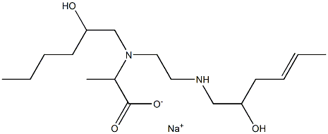 2-[N-(2-Hydroxyhexyl)-N-[2-(2-hydroxy-4-hexenylamino)ethyl]amino]propionic acid sodium salt Struktur