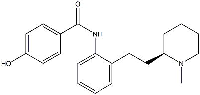 4-Hydroxy-N-[2-[2-[(2R)-1-methyl-2-piperidinyl]ethyl]phenyl]benzamide Struktur