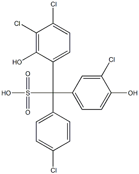 (4-Chlorophenyl)(3-chloro-4-hydroxyphenyl)(3,4-dichloro-2-hydroxyphenyl)methanesulfonic acid Struktur