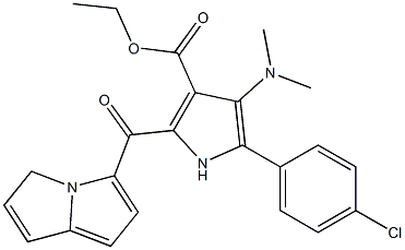 5-(4-Chlorophenyl)-4-dimethylamino-2-(pyrrolizinocarbonyl)-1H-pyrrole-3-carboxylic acid ethyl ester Struktur