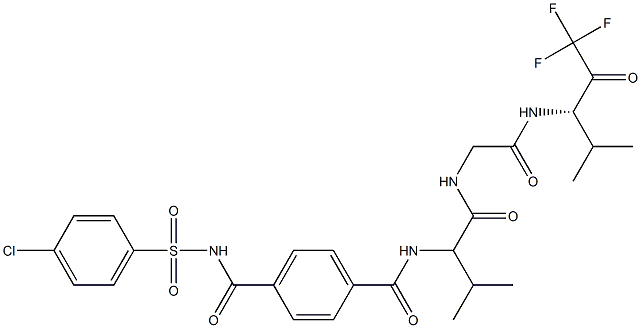 N-[(1S)-1-[[[[[1-(Trifluoroacetyl)-2-methylpropyl]carbamoyl]methyl]amino]carbonyl]-2-methylpropyl]-N'-[(4-chlorophenyl)sulfonyl]terephthalamide Struktur