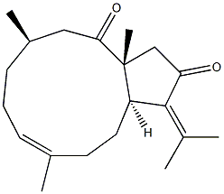 (3aR,6R,9E,12aS)-3,3a,6,7,8,11,12,12a-Octahydro-3a,6,10-trimethyl-1-(1-methylethylidene)cyclopentacycloundecene-2,4(1H,5H)-dione Struktur