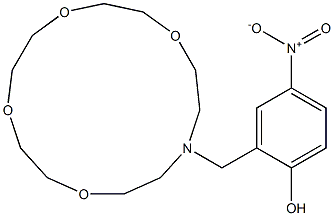 2-[(1-Aza-4,7,10,13-tetraoxacyclopentadecane-1-yl)methyl]-4-nitrophenol Struktur