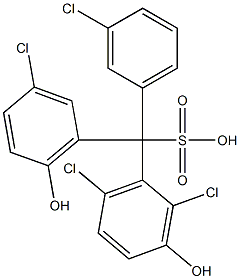 (3-Chlorophenyl)(3-chloro-6-hydroxyphenyl)(2,6-dichloro-3-hydroxyphenyl)methanesulfonic acid Struktur