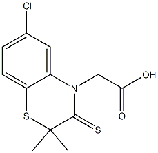 6-Chloro-2,2-dimethyl-2,3-dihydro-3-thioxo-4H-1,4-benzothiazine-4-acetic acid Struktur