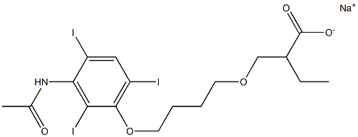 2-[[4-(3-Acetylamino-2,4,6-triiodophenoxy)butoxy]methyl]butanoic acid sodium salt Struktur