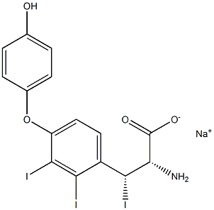 (2S,3R)-2-Amino-3-[4-(4-hydroxyphenoxy)-2,3-diiodophenyl]-3-iodopropanoic acid sodium salt Struktur