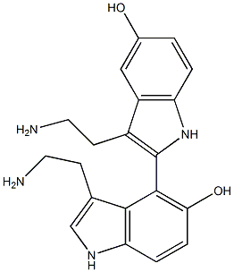 5,5'-Dihydroxy-3,3'-bis(2-aminoethyl)-2,4'-bi(1H-indole) Struktur